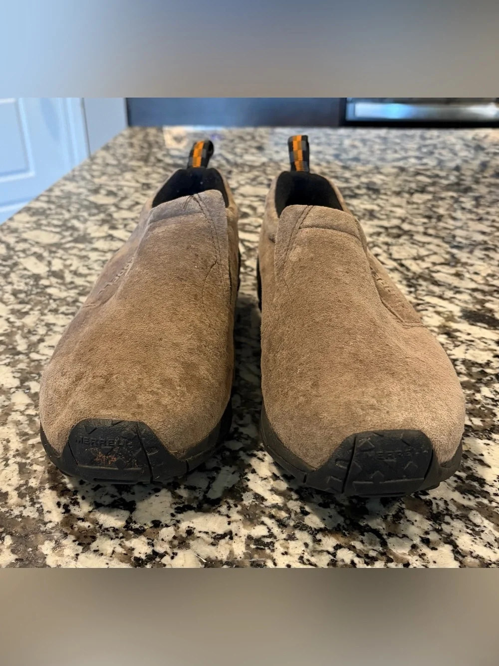 Merrell Mens Jungle Moc Slip On Shoes Gray Brown Suede Hiking Trail